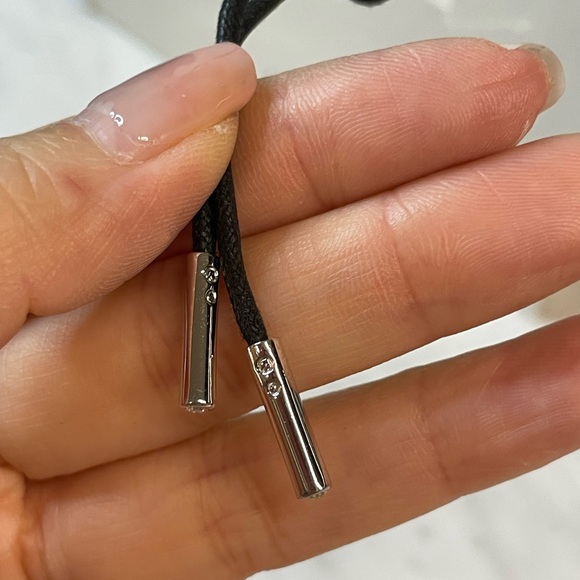 Authentic Swarovski Pearl Crystal Necklace with Leather Cord - Picture 3 of 5